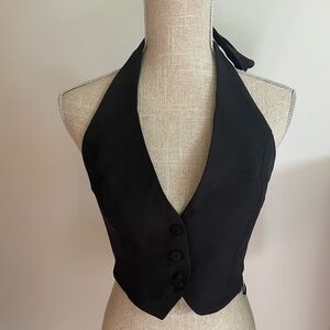 #147- OLIA-Women Backless Button Down Vest Halter Sleeveless